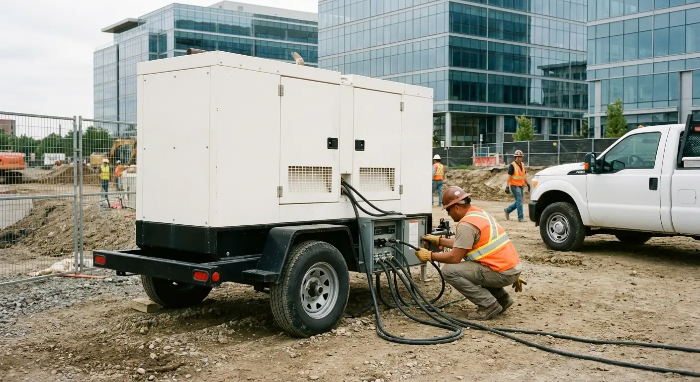 Commercial generator rental equipment at a construction site in Delray Beach